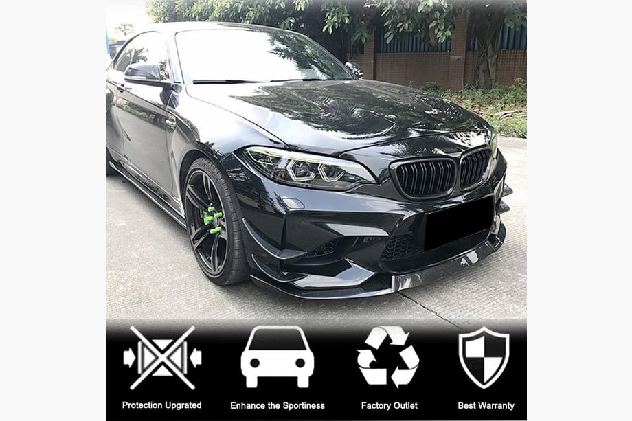 BMW 2 серия F22/F23 2014-2021 гг. Накладка на передний бампер Lip V5 (для F87 M2, Карбон) Фото 7