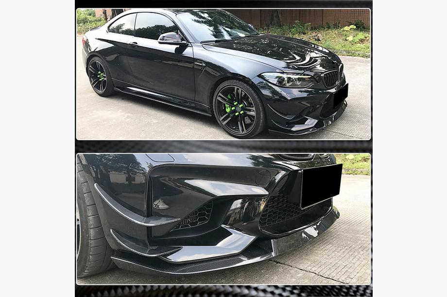 BMW 2 серия F22/F23 2014-2021 гг. Накладка на передний бампер Lip V5 (для F87 M2, Карбон) Фото 8