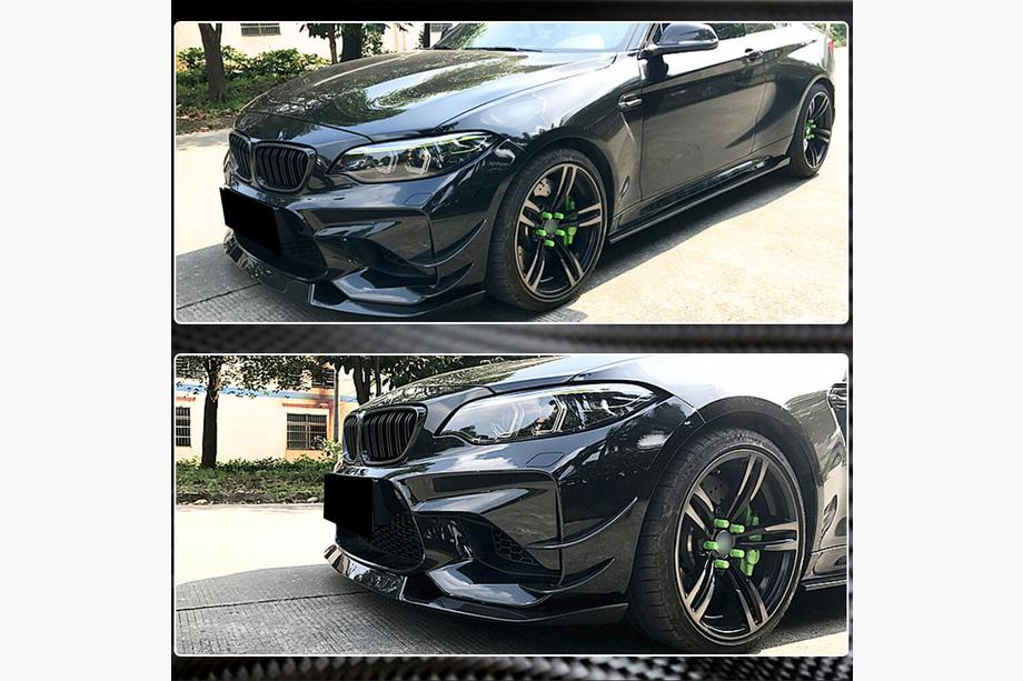 BMW 2 серия F22/F23 2014-2021 гг. Накладка на передний бампер Lip V5 (для F87 M2, Карбон) Фото 9