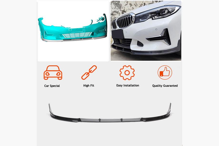 BMW 3 серия G20/G21 2018- гг. Накладка на передний бампер Lip V2 (для Base 2018-2022, Карбон) Фото 3