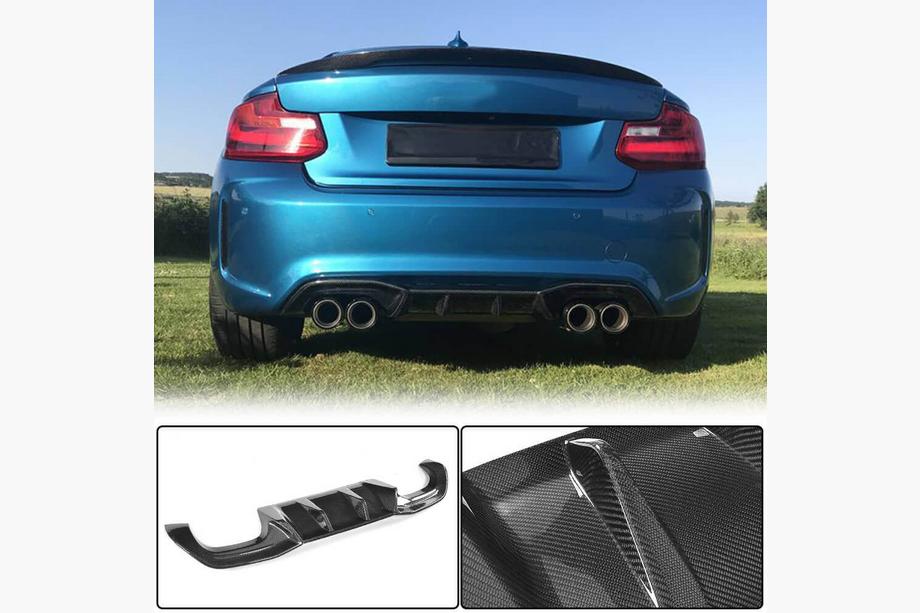 BMW 2 серия F22/F23 2014-2021 гг. Задний диффузор V6 (для F87 M2/M2C, Карбон) Фото 1