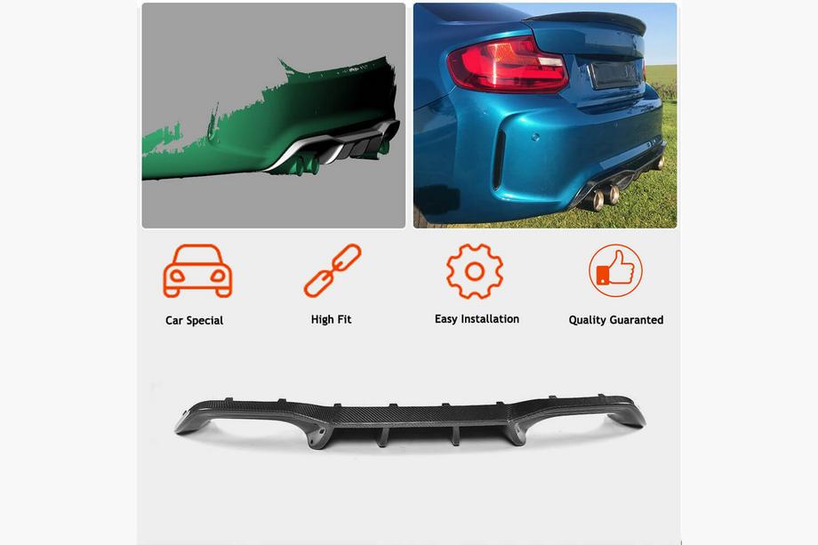 BMW 2 серия F22/F23 2014-2021 гг. Задний диффузор V6 (для F87 M2/M2C, Карбон) Фото 2