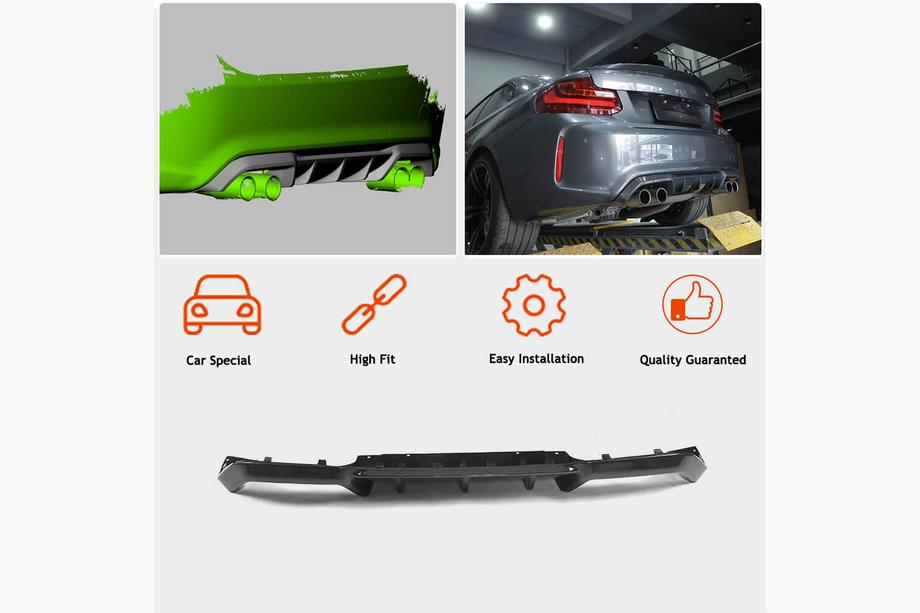 BMW 2 серия F22/F23 2014-2021 гг. Задний диффузор V5 для F87 M2/M2C, Карбон Фото 3