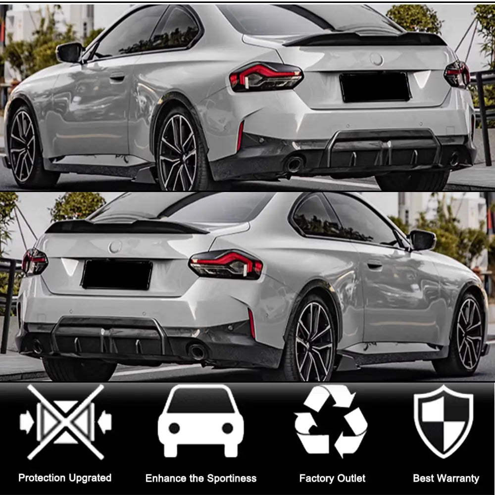 BMW 2 серия G42 2021- гг. Диффузор Заднего Бампера Black ABS V1 (M Sport) фото 2