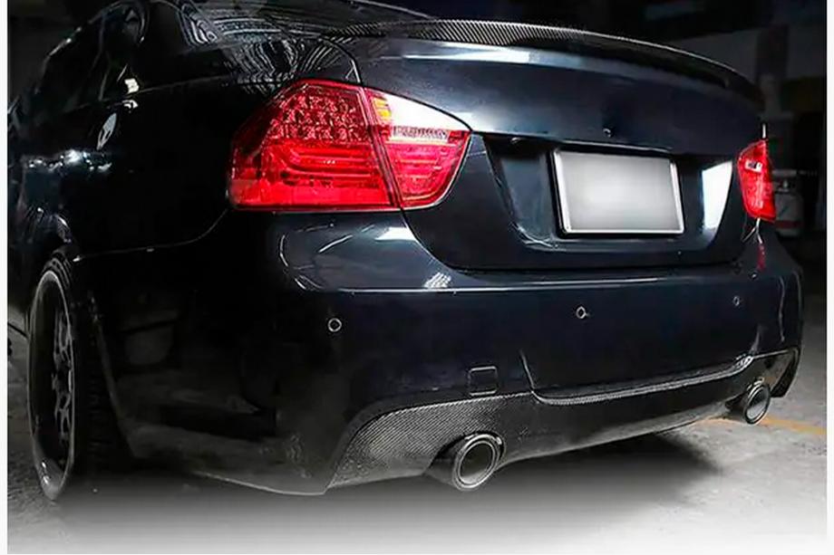 BMW 3 серия E90/E91 2005-2011 гг. Задний Диффузор Бампера V3 для E90 M-Sport, Карбон Фото 5