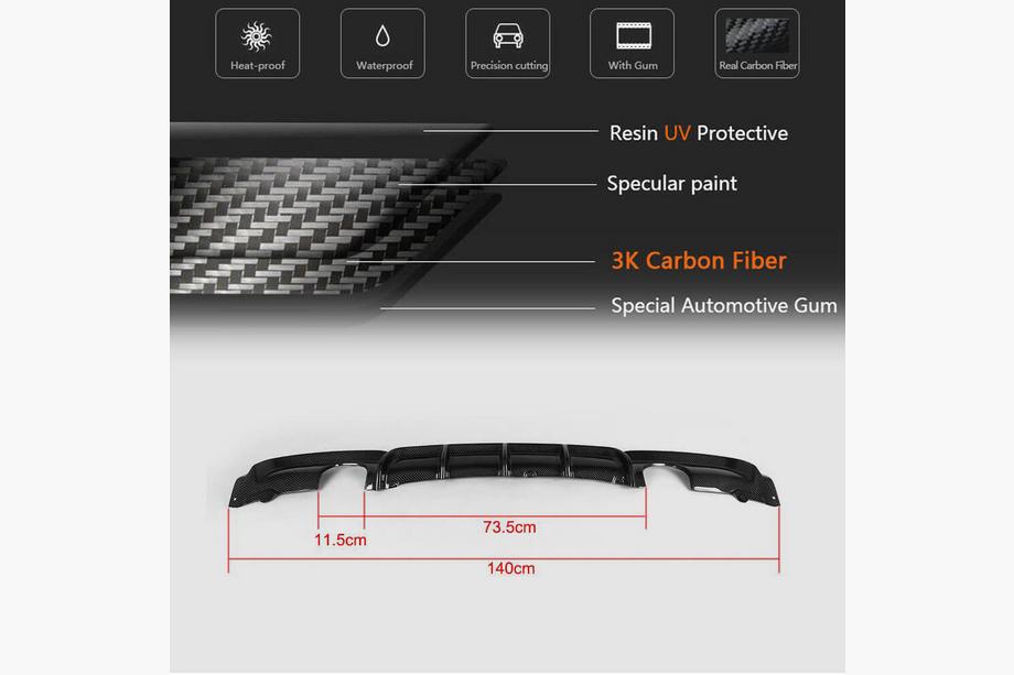 BMW 3 серия F30/F31 2012-2019 гг. Диффузор Заднего Бампера Карбон V2 (для M-Sport) Фото 5