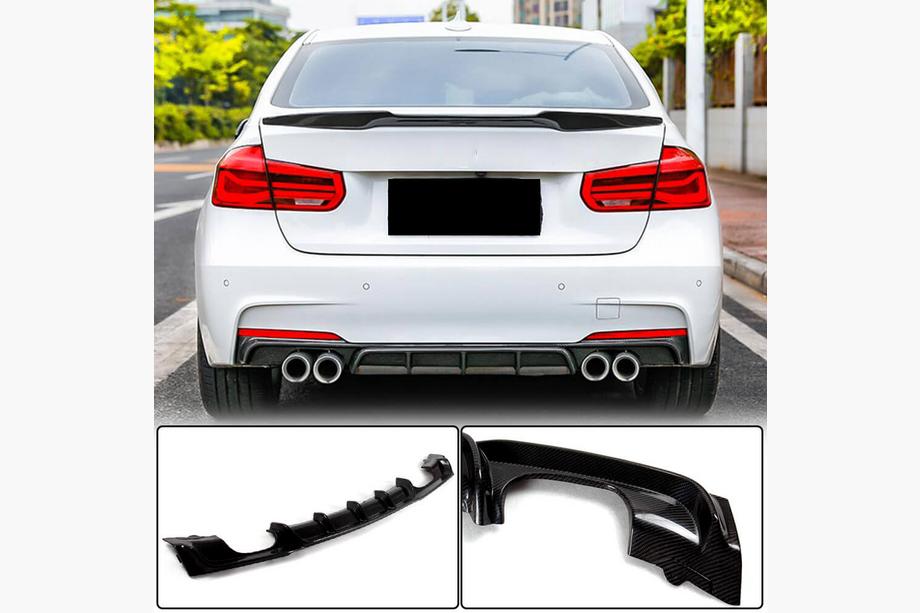 BMW 3 серия F30/F31 2012-2019 гг. Диффузор заднего бампера V4 (для F30 M-Sport, Карбон) Фото 2