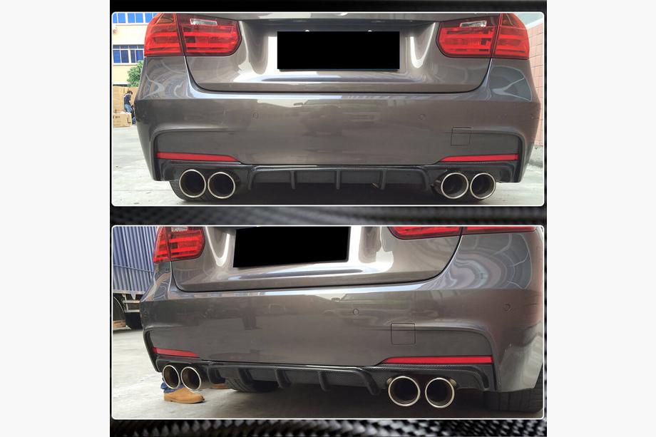 BMW 3 серия F30/F31 2012-2019 гг. Диффузор заднего бампера V4 (для F30 M-Sport, Карбон) Фото 4