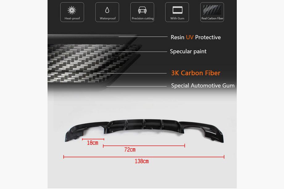 BMW 3 серия F30/F31 2012-2019 гг. Диффузор заднего бампера V4 (для F30 M-Sport, Карбон) Фото 6