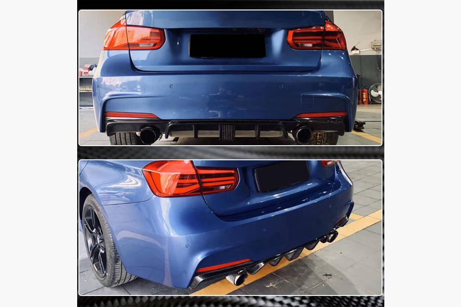 BMW 3 серия F30/F31 2012-2019 гг. Диффузор заднего бампера V2 для F30 M-Sport, Карбон Фото 11