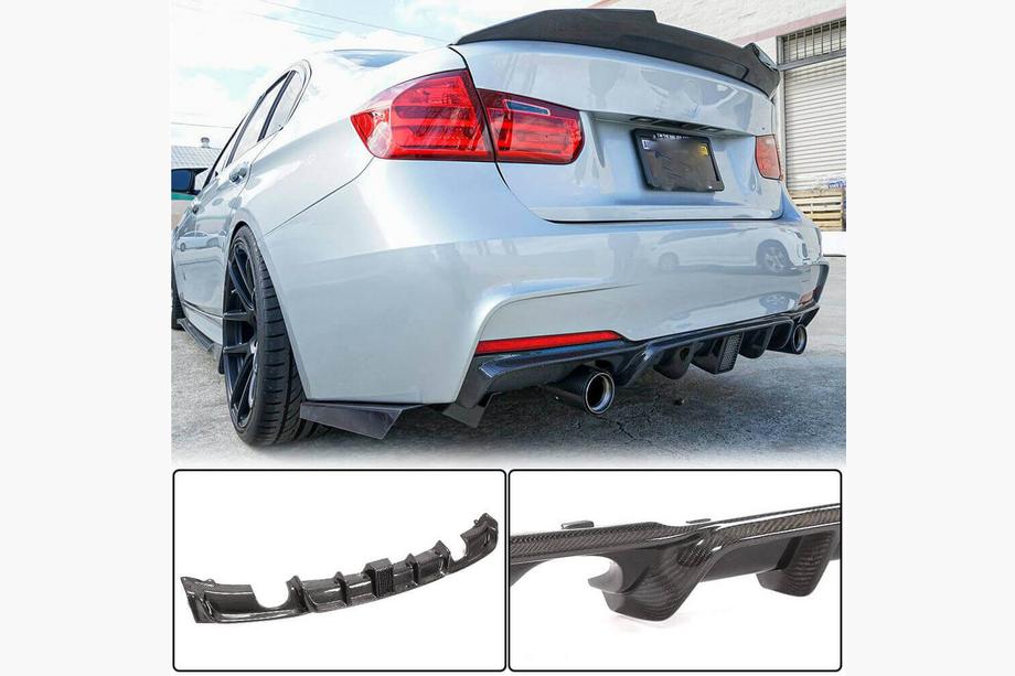 BMW 3 серия F30/F31 2012-2019 гг. Диффузор заднего бампера V2 для F30 M-Sport, Карбон Фото 14