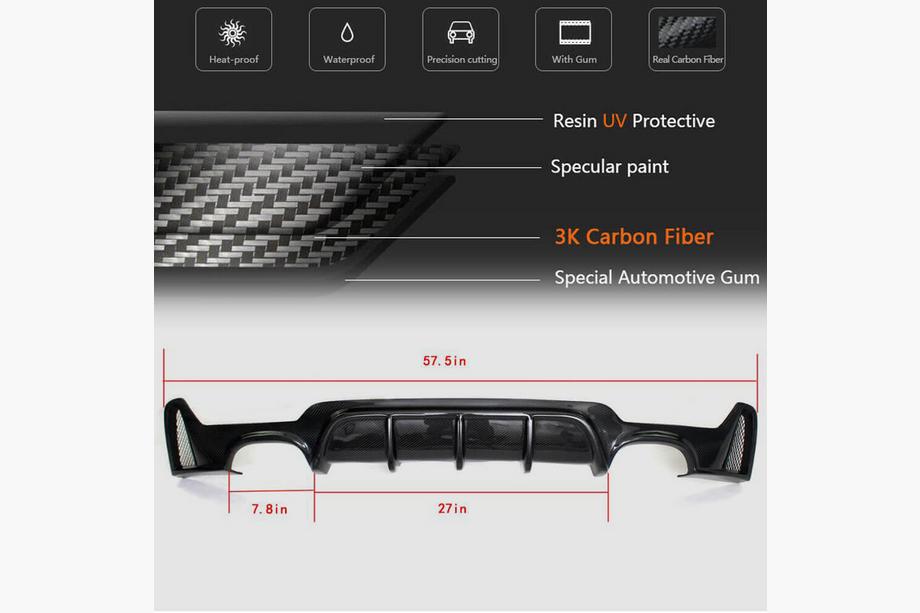 BMW 4 серия F32/F33/F36 2012-2020 гг. Диффузор заднего бампера V1 (для M-Sport, Карбон) Фото 5