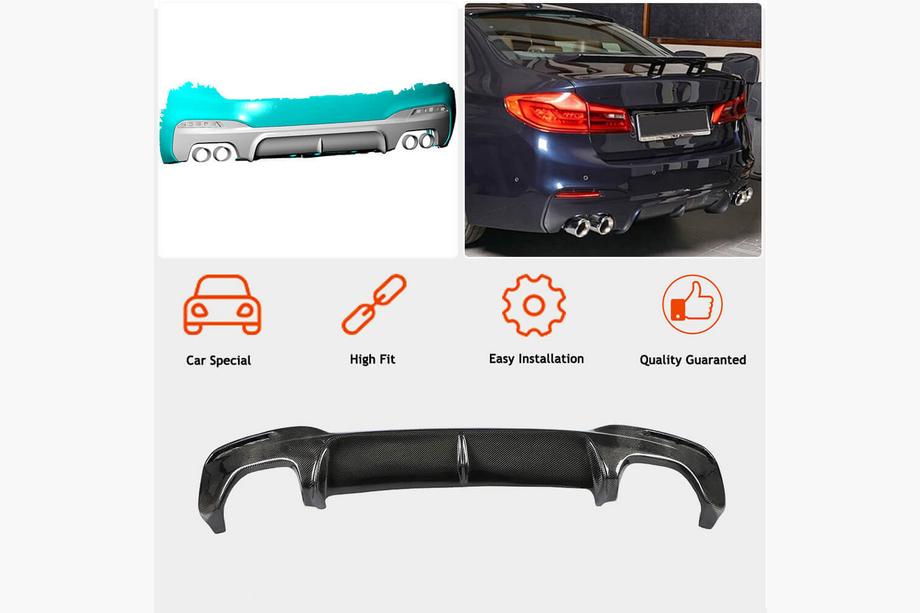 BMW 5 серия G30/G31 2017–2023 гг. Диффузор заднего бампера V3 (для M-Sport/M5 F90, карбон) Фото 2