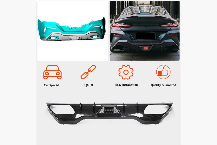 BMW 8 серия G14/G15/G16 2018- гг. Диффузор заднего бампера V1 для G16 M-Sport, Карбон Фото 2
