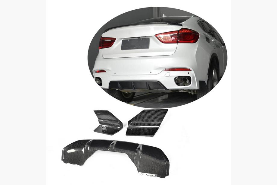 BMW X6 F16 2014-2019 гг. Диффузор заднего бампера V1 (для M-Sport, Карбон) Image