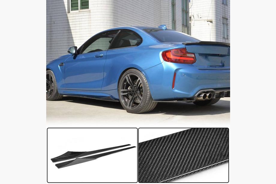 BMW 2 серия F22/F23 2014-2021 гг. Накладки на пороги V1 (для F87, Карбон) Фото 1