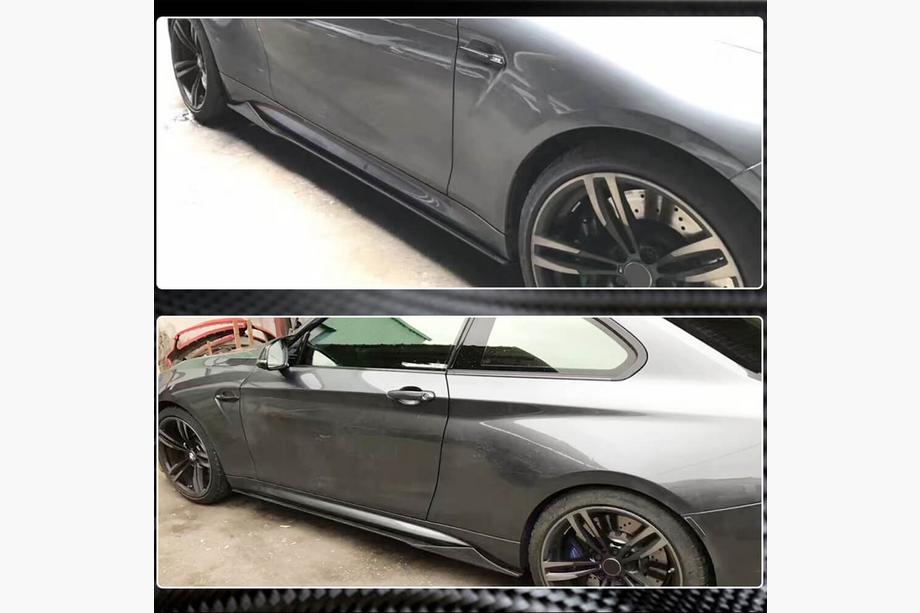 BMW 2 серия F22/F23 2014-2021 гг. Накладки на пороги V1 (для F87, Карбон) Фото 4