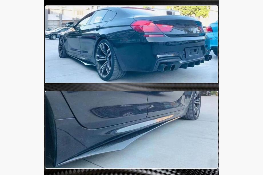 BMW 6 серия F12/F13/F06 2011-2018 гг. Накладки на пороги V1 (для F06 M-Sport, Карбон) Фото 6