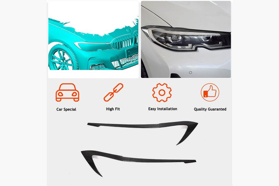 BMW 3 серия G20/G21 2018- гг. Реснички на Фары (2018-2022, Карбон) Фото 2