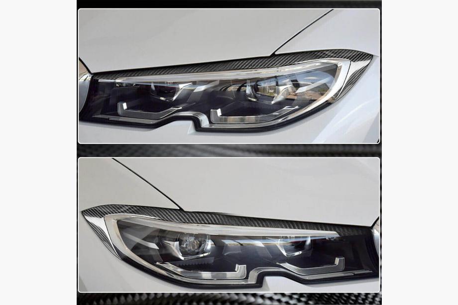BMW 3 серия G20/G21 2018- гг. Реснички на Фары (2018-2022, Карбон) Фото 4