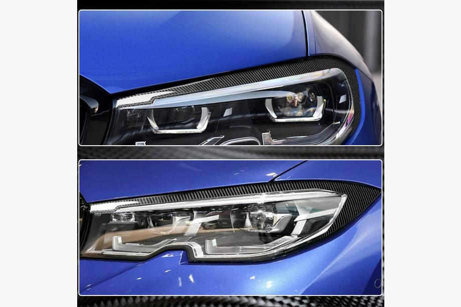BMW 3 серия G20/G21 2018- гг. Реснички на Фары (2018-2022, Карбон) Фото 5