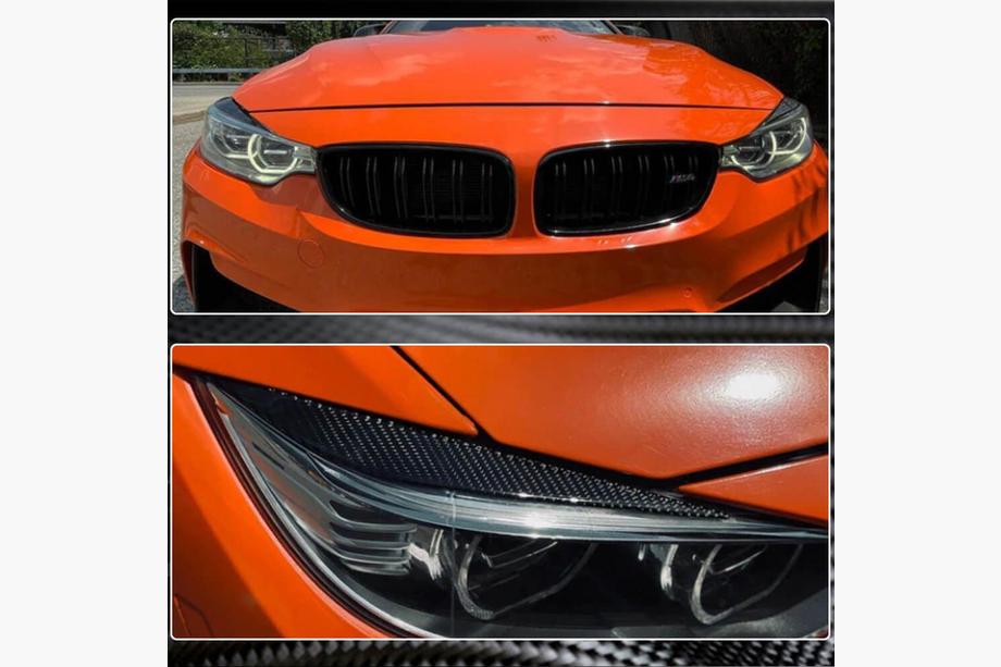 BMW 3 серия F30/F31 2012-2019 гг. Реснички на фары V1 (для F80, Карбон) Фото 3