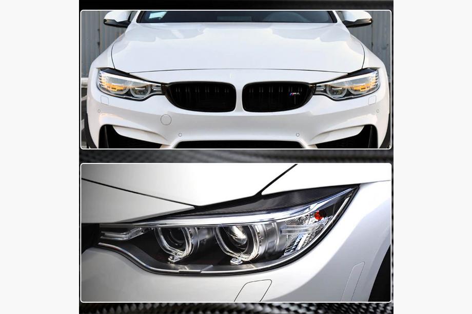 BMW 3 серия F30/F31 2012-2019 гг. Реснички на фары V1 (для F80, Карбон) Фото 4