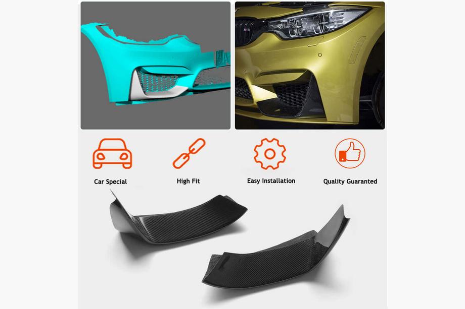 BMW 4 серия F32/F33/F36 2012-2020 гг. Накладки Flap на передний бампер Carbon V5 (для F82/F83) Фото 2