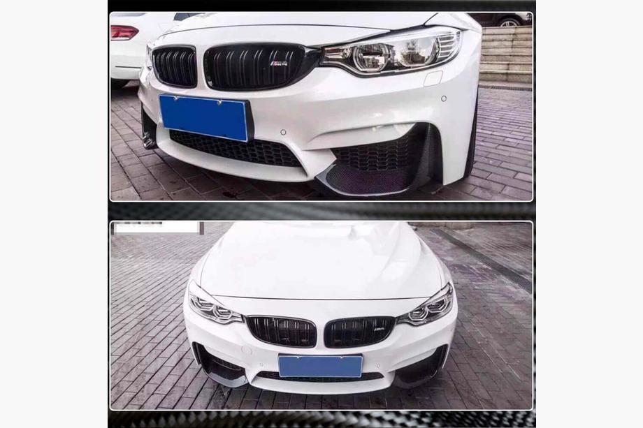 BMW 4 серия F32/F33/F36 2012-2020 гг. Накладки Flap на передний бампер Carbon V5 (для F82/F83) Фото 4