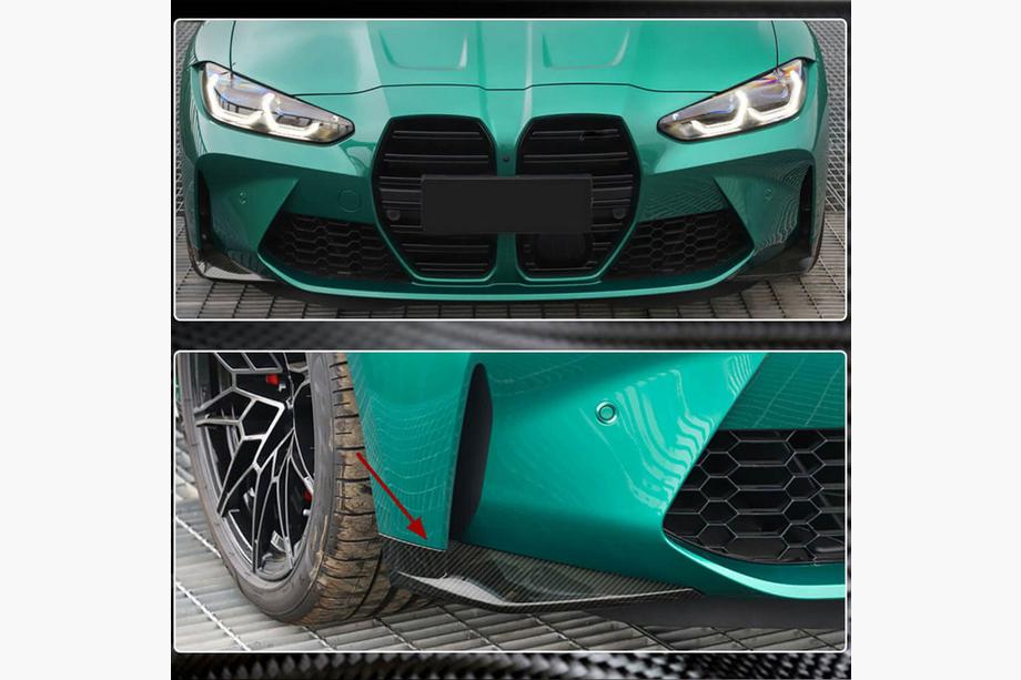 BMW 4 серия G22/23/26 2020- гг. Накладки Flap на передний бампер (для G82/G83, Карбон) Фото 2
