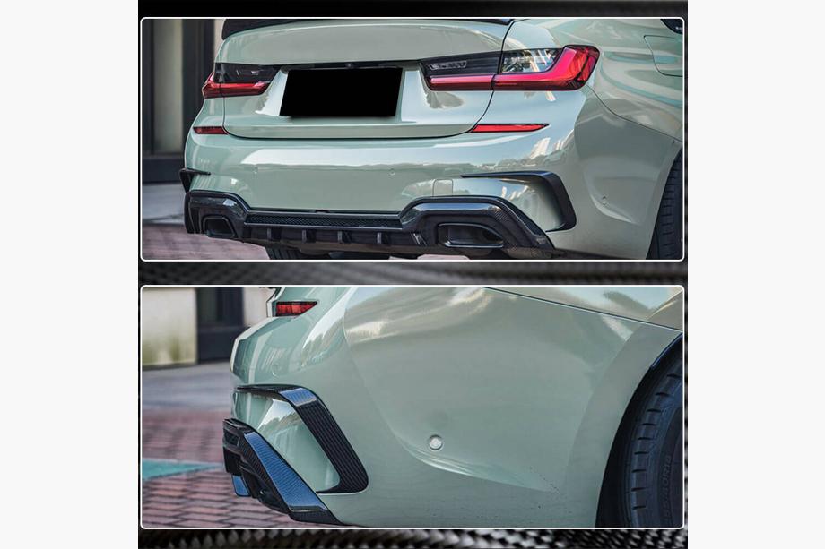 BMW 3 серия G20/G21 2018- гг. Накладки Flap на задний бампер (для M-Sport 2018-2022, Карбон) Фото 6