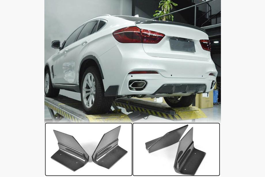 BMW X6 F16 2014-2019 гг. Накладки на задний бампер Flap (для M-Sport, Карбон) Фото 1
