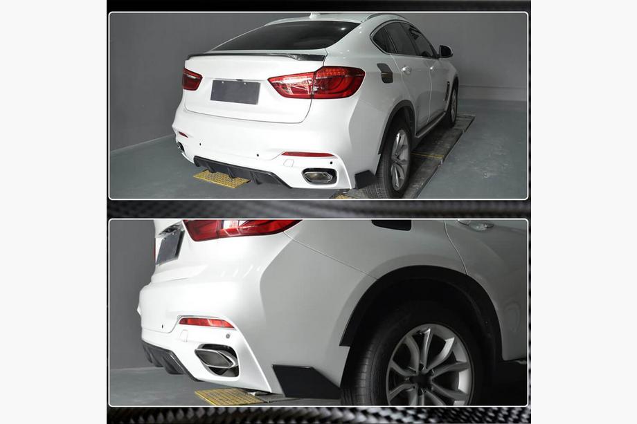 BMW X6 F16 2014-2019 гг. Накладки на задний бампер Flap (для M-Sport, Карбон) Фото 3
