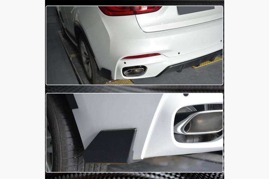 BMW X6 F16 2014-2019 гг. Накладки на задний бампер Flap (для M-Sport, Карбон) Фото 4