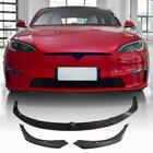 Tesla Model S 2012– гг. Накладка на передний бампер Lip V2 (2021+, Карбон) фото 1