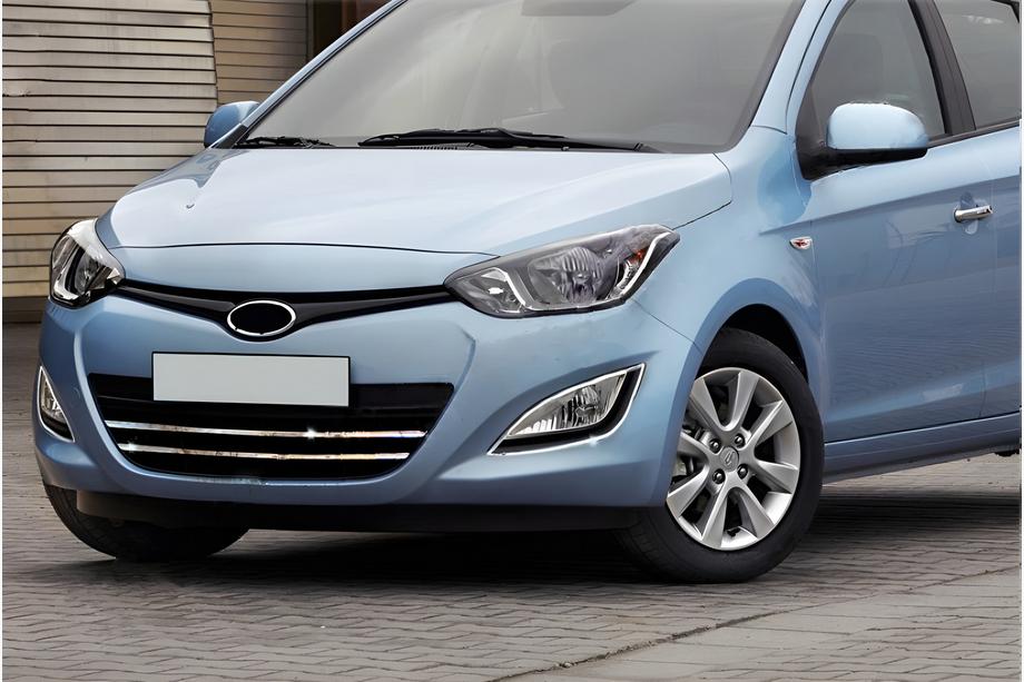 Hyundai I-20 2012-2014 гг. Накладки на решетку радиатора (2 шт, нержавейка) Image