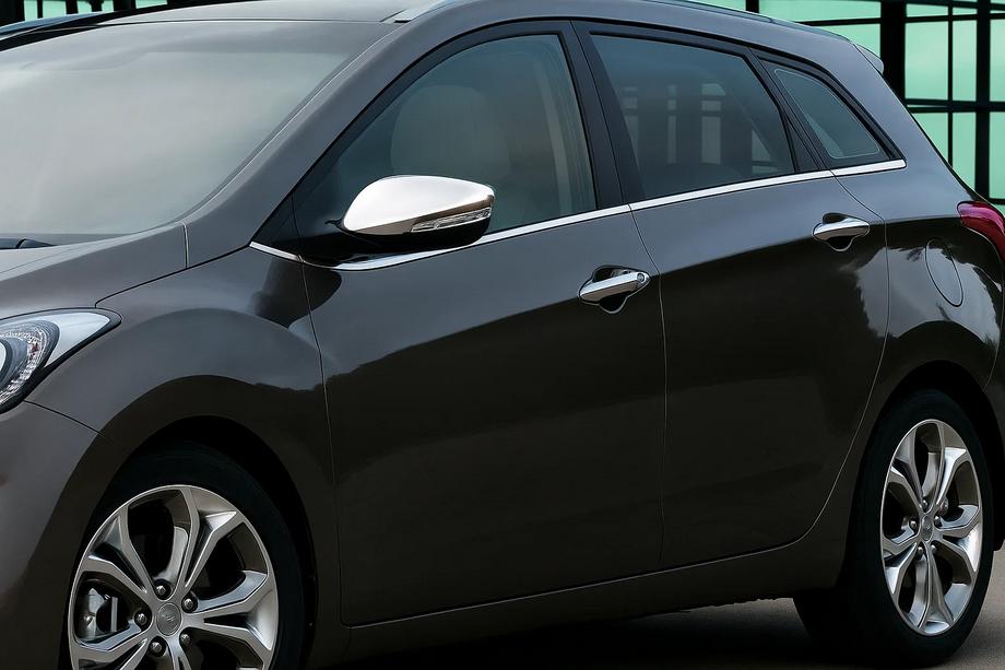 Hyundai I-30 2012-2017 гг. Накладки на зеркала с вырезом под поворотник (2 шт) OmsaLine - Итальянская Нержавейка Image