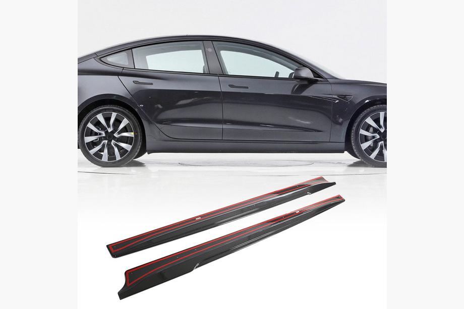 Tesla Model 3 2017- гг. Накладки на пороги V1 (2017-2023, Карбон) Image