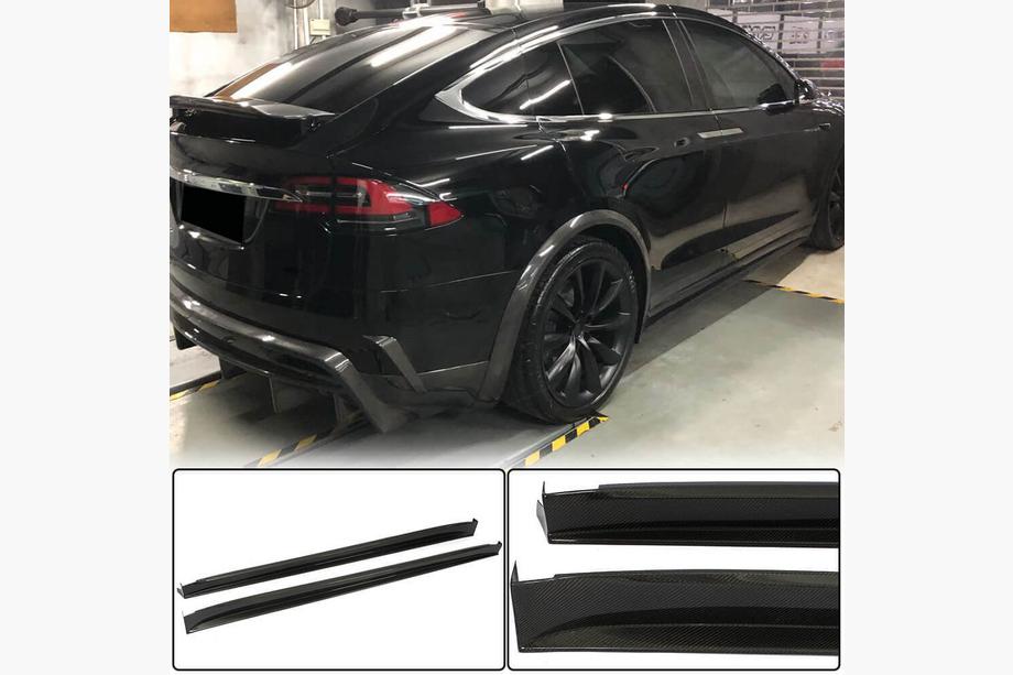 Tesla Model X 2015- гг. Накладки на пороги (2015-2021, Карбон) Фото 1