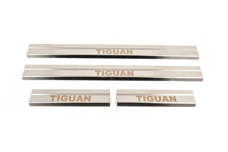 Volkswagen Tiguan 2007-2016 гг. Накладки на пороги Carmos (4 шт., нержавейка) Фото 1