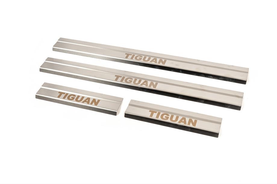 Volkswagen Tiguan 2007-2016 гг. Накладки на пороги Carmos (4 шт., нержавейка) Фото 2