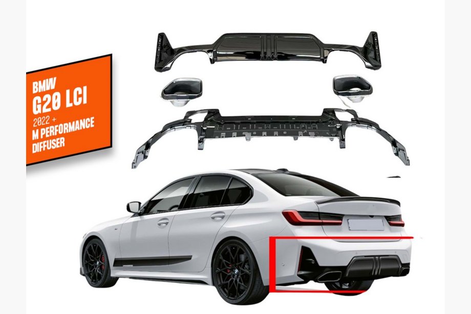 BMW 3 серия G20/G21 2018- гг. Задний диффузор с насадками DPT (2022+, M-Performance) Image