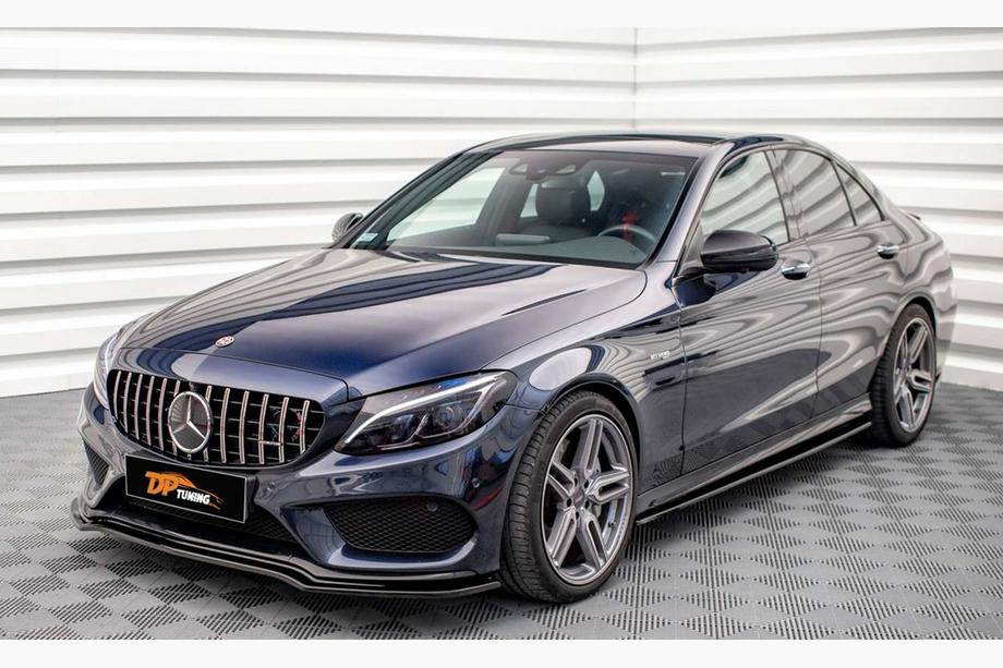 Mercedes C-class W205 2014-2021 гг. Передняя губа бампера DPT V2 (2014-2018, только для AMG-Line, черный глянец) Фото 1