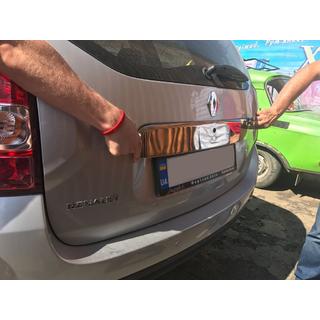 Полная накладка над номером (нержавейка) Dacia Duster 2008-2018 гг. фото 3