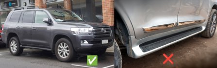 Toyota Land Cruiser 200 2007-2021 гг. Передние брызговики (2 шт., для порогов без подсветки) фото 2