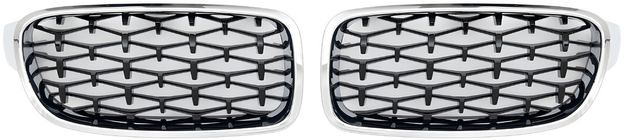 BMW 3 серия F30/F31 2012-2019 гг. Ноздри Diamond Black с хромированной окантовкой фото 2
