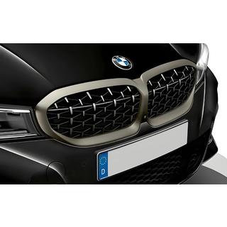 Ноздри Diamond Silver (2018-2022, окантовка матовый хром) BMW 3 серия G20/G21 2018- гг. фото 1