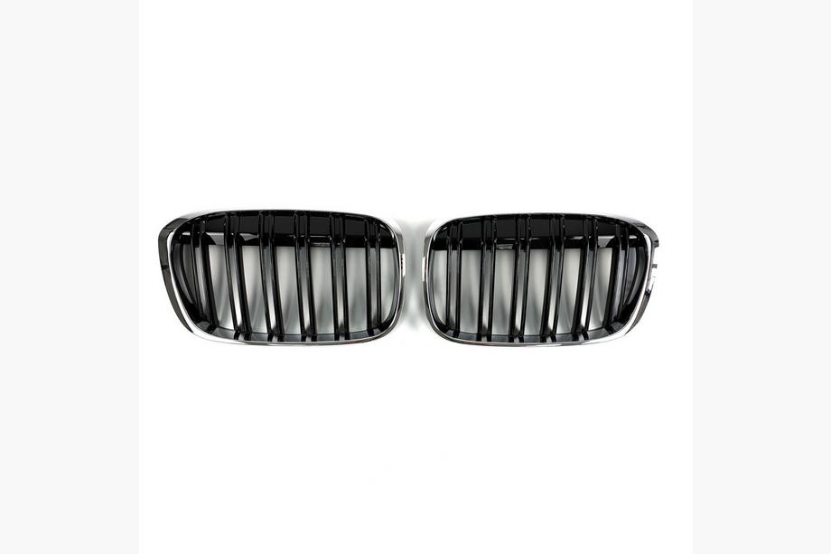 BMW X1 F48 2015-2022 гг. Решетка радиатора M-Look (2015-2019, Черный Глянец с Хромированной Окантовкой) Фото 2