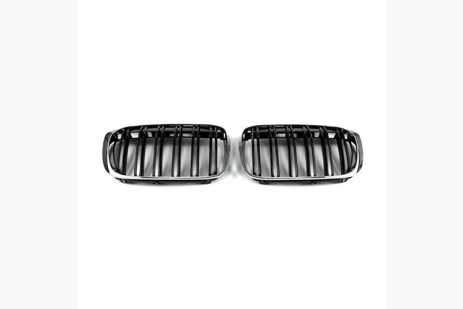 BMW X1 F48 2015-2022 гг. Решетка радиатора M-Look (2015-2019, Черный Глянец с Хромированной Окантовкой) Фото 4