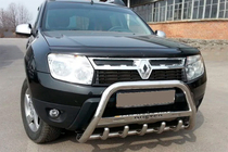 Dacia Duster 2008-2018 гг. Передняя защита с надписью WT004 (нержавейка) фото 5
